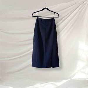 Vintage Talbots Petites 2P Navy Wool Midi Skirt Classic A-Line Made in Japan
